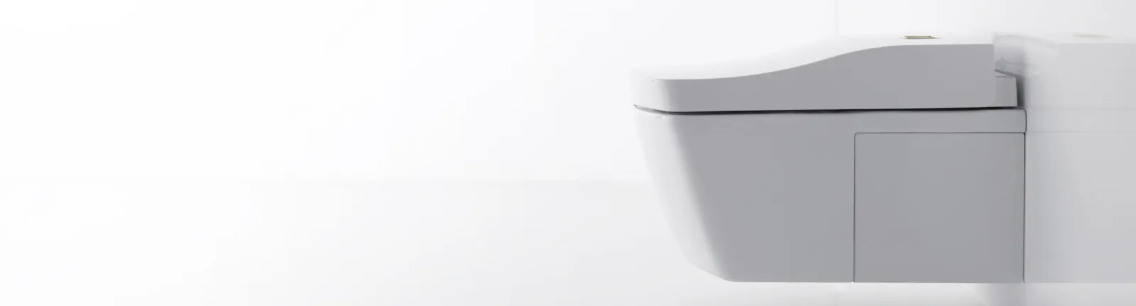 Eine Toto Neorest AC Toilette in seitlicher Perspektive, mit glatten Linien und geschlossenem Deckel, vor neutralem Hintergrund.