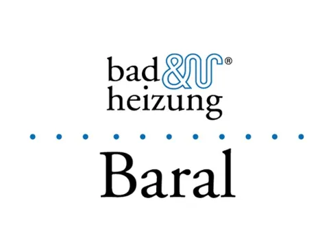Das Logo der Baral bad und heizung GmbH vor neutralem Hintergrund.